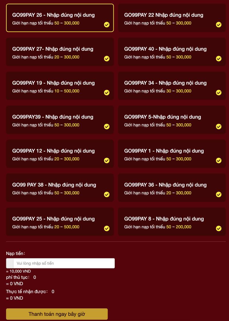 Hướng Dẫn Nạp Tiền Go99 Chi Tiết Và An Toàn Cho Newbie 4 Nạp qua ngân hàng